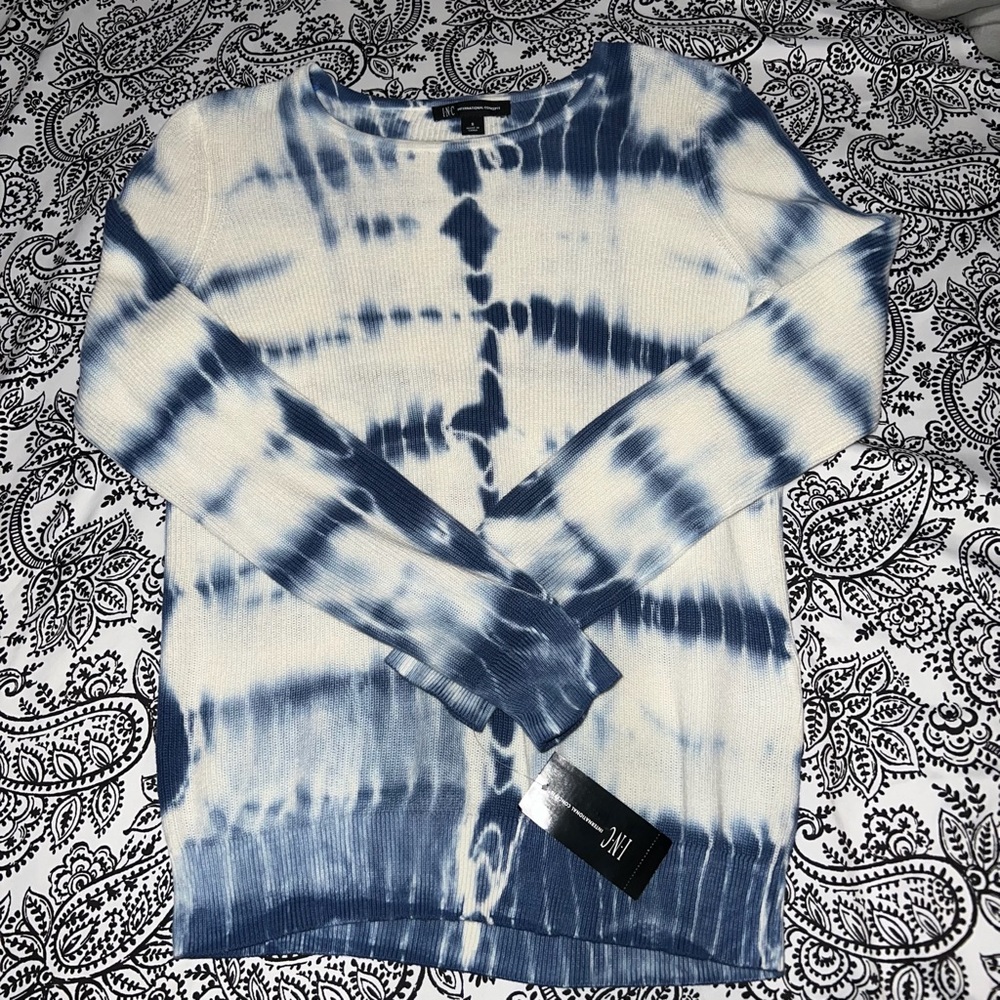 Blue Tie Dye Knit Sweater
